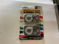Casio EZ-Label Printer Tape 9mm White tape Black Ink XR-9WE