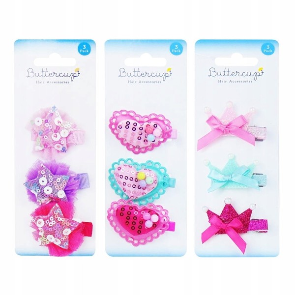 Haarspangen Kinder Set MäDchen Glitzer Haarschmuck Sterne Herzen Kronen Bunt-image