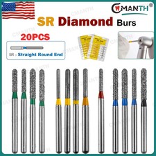 US Dental Diamond Burs FG Straight Round End Polishing Tool High Speed Turbine