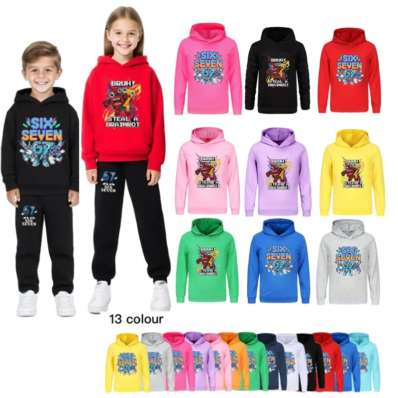 Niños 67 Six Seven Steal A Brainrot Sudaderas con capucha Niños Sudadera Jersey Pullover Regalos