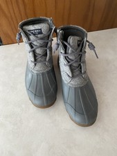 Women's Sperry size 5.5 Gulf Wool Quilt Duck Boots STS81993 Gray