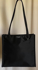 Kate Spade NY Vtg Y2K Nylon Sam Box Tote Shoulder Bag Purse Black Made in USA px