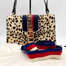 GUCCI Sylvie Sherry Line Shoulder bag Pony Hair Leather Handbag 421882 Authentic