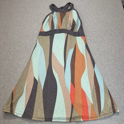 Prana Calexico Maxi Dress Size S Multicolor Charcoal Wavy Print
