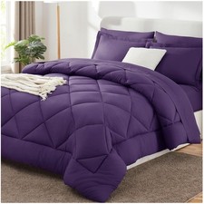 All Season Queen Comforter Set - Purple 7-Piece Bed in a Bag