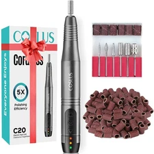 COSLUS Cordless Nail Drill Electric File: Professional for Acrylic Gel Grey 