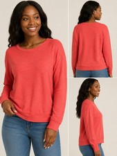 J.Crew Re-Imagined Coral Crewneck Sweatshirt 100 Cotton Women s Size Large