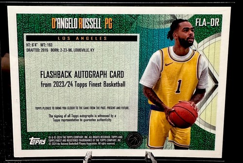 2023-24 Topps Finest D'Angelo Russell Autograph /5 Los Angeles Lakers - Picture 2 of 3