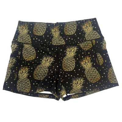 Constantly Varied Gear Pineapple Booty Shorts Black Gold Pockets Squat Proof L