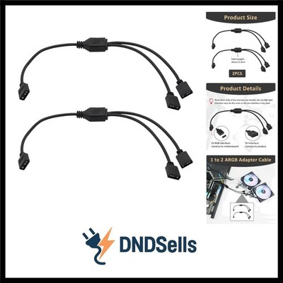 2 Stück ARGB Splitter Kabel, 1 zu 2 3 Pin ARGB Verlängerungskabel, LED Y Vert...