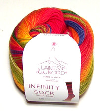 100 gram ball of Laines du Nord INFINITY SOCK Fingering knitting yarn color 12