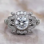 14K White Gold Finish 3.15CT Round Cut Lab Created Diamond Vintage Art Deco Ring