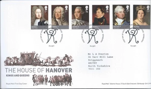 GB QEII 2011 The House of Hanover First Day Cover Tallents House Postmark