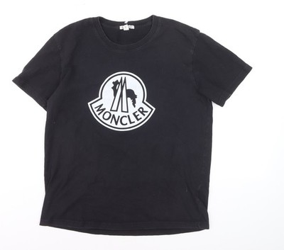 Moncler Herren T-Shirt Schwarz XL Logo Baumwolle Rundhals Kurzarm