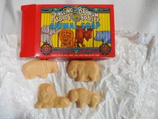 Unused in Box 1979 Ringling Bros Barnum & Bailey 4 Animal Soaps Lion Bison Hippo