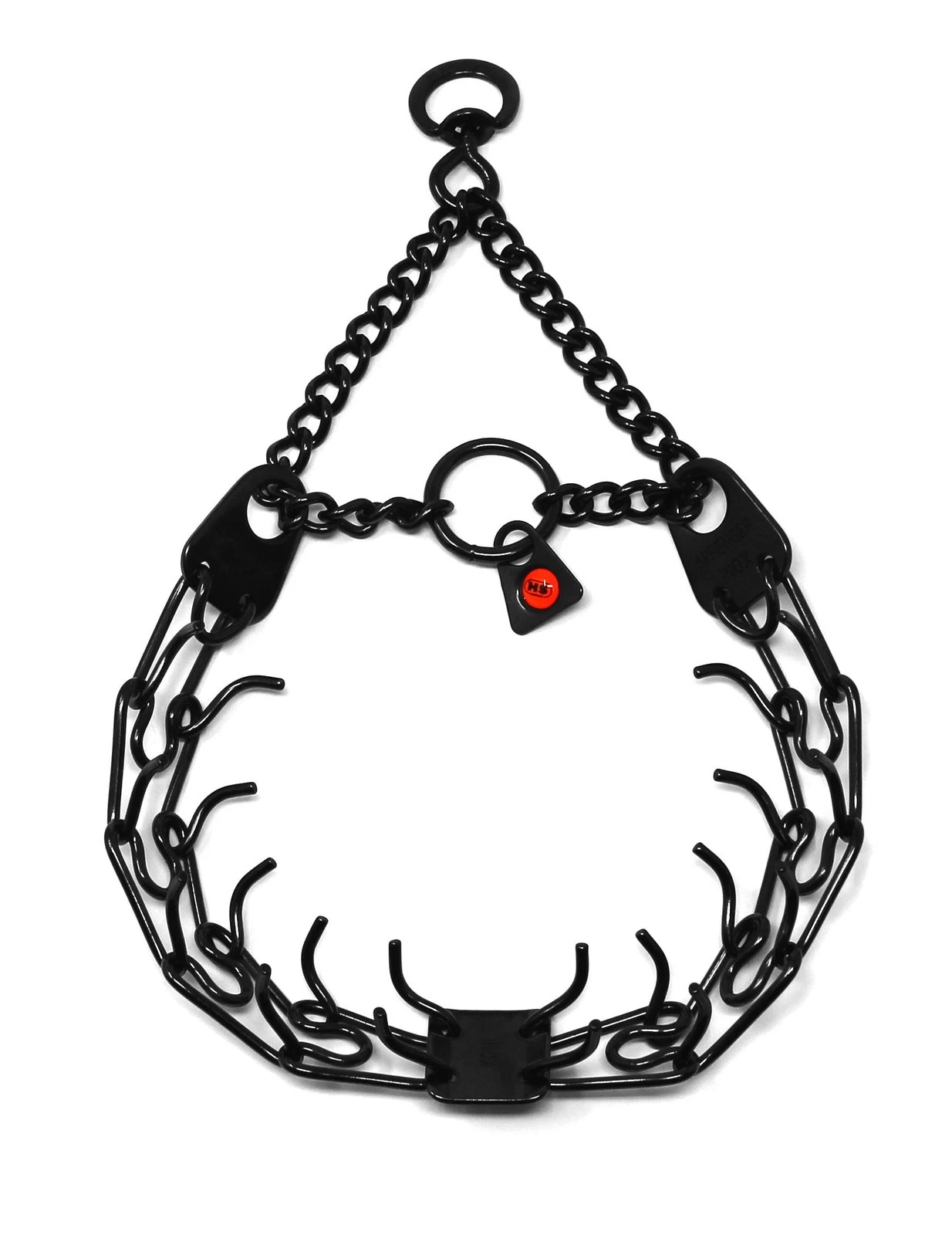 Small 16 Inch Black Stainless Steel Prong Dog Collar Adjustable Links
