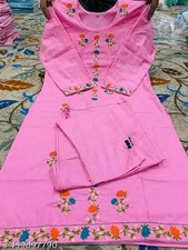 Indian Readymad Party Festive Wedding Cotton Kurta Kurti Pant Set for Women's Gi