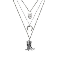 3 Pcs Western Bohemian Layered Jewelry Turquoise Set for Women Boho Country C...