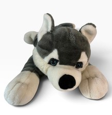 Large Siberian Husky Plush Grey White Dog Blue Eyes w Faded Tags 22.5in
