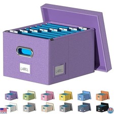 Collapsible File Organizer Storage Box, Durable Hanging File Box, Purple, 1 Pack