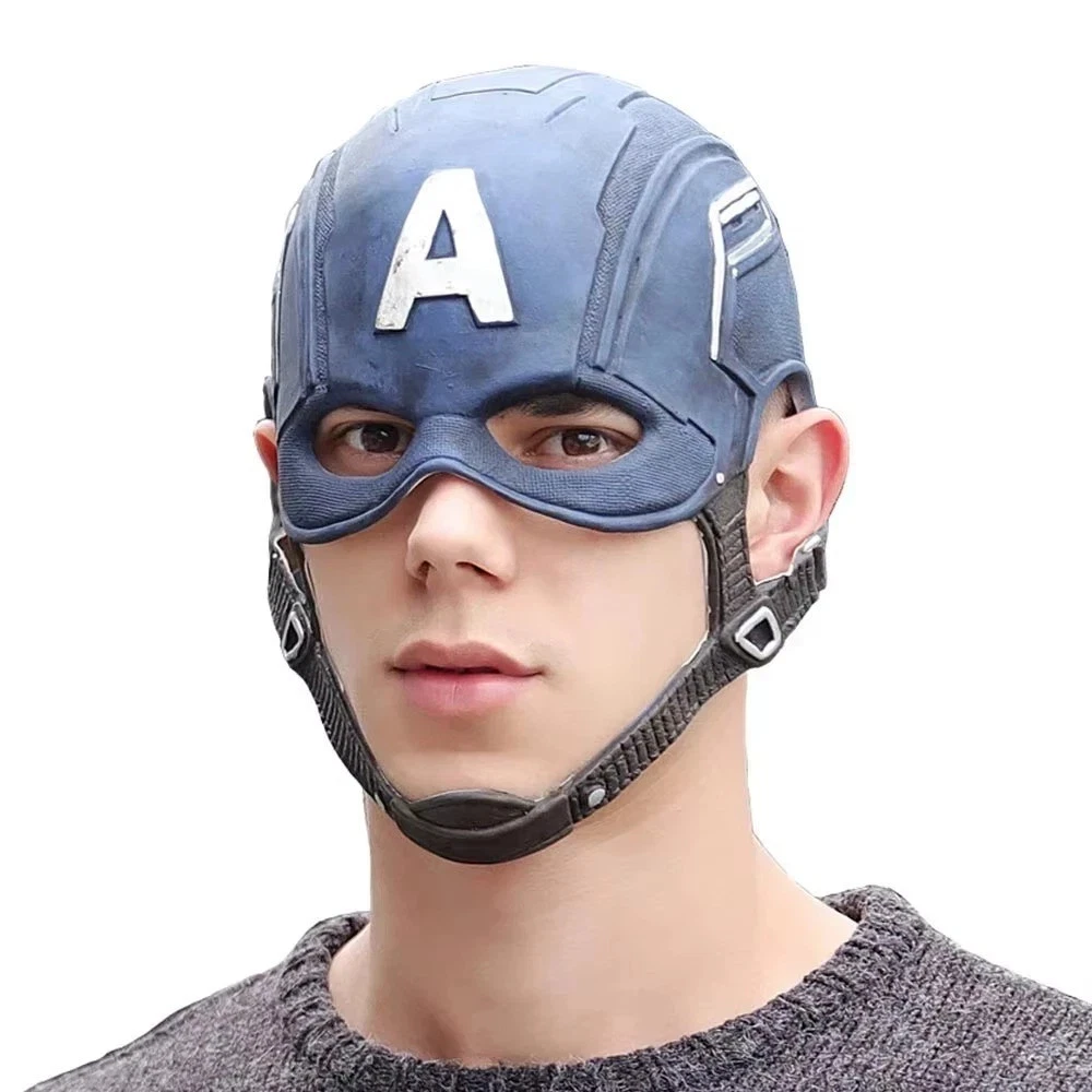 Captain America Cosplay Mask, Latex Avengers Helmet, Steve Rogers, Halloween