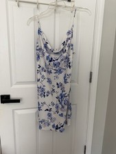 Urban Outfitters Mallory Cowl Neck Slip Dress Blue/White Floral Size M