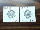 Lot of (2) AU 1963 P and 1962 D Washington Silver Quarters. 90% Silver. great co