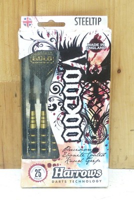 Harrows Voodoo 25g Steel Tip Darts-Ebonite Coated Knurled Grip England INV18567