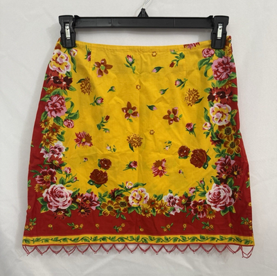 Boston Proper Vintage Mini Skirt Floral Beaded Y2K Cotton Womens