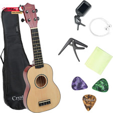 Crystal 21" Soprano Ukulele for Beginners with Gig Bag, Felt Pick & Spare String