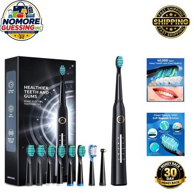 Electric Toothbrush - 8 Brush Heads, Deep Clean 40000 VPM, Fast Charging