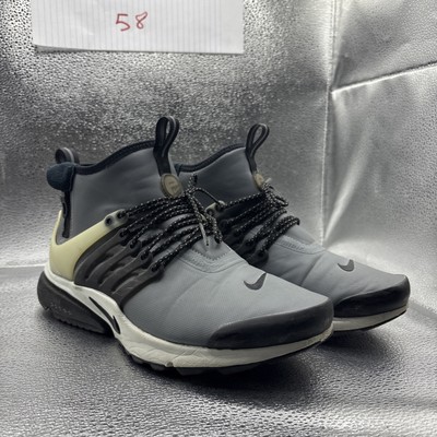 Nike Air Presto Utility Mid Mens Size 7 Cool Grey & White Side Zip Blk Swoosh