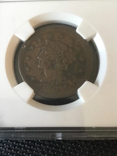 1852 braided hair large cent ngc xf env damage