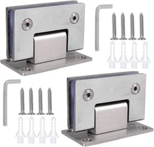 2PACK 90 Degree Shower Door Hinges, Heavy Duty Frameless Glass Door Hinges Stain