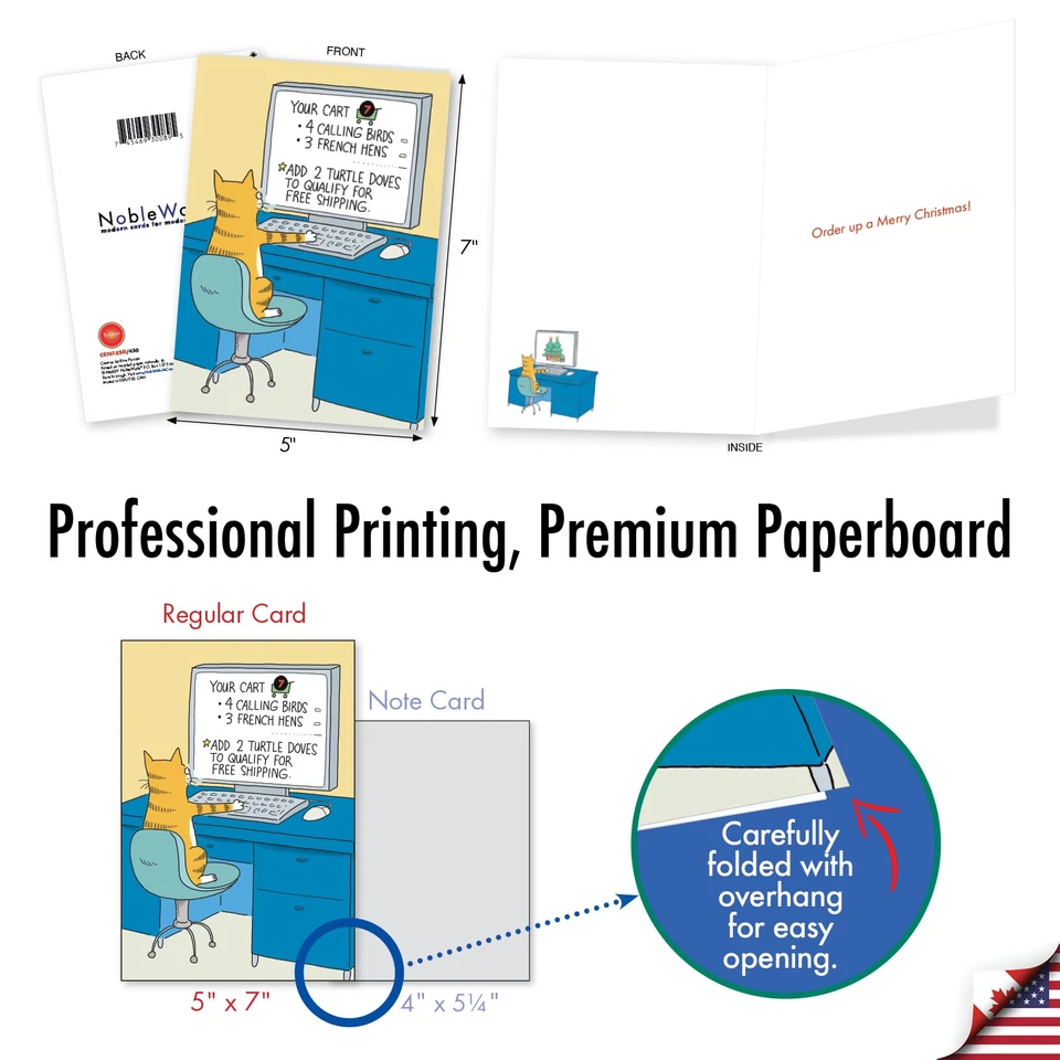 Cartão engraçado de Natal com envelope (1 cartão) Boas Festas Pedido de gato - Imagem 3 de 4