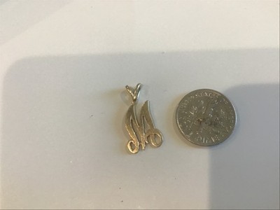 14k Echt Massiv Gold Initialen Anhänger, Personalisiert Kursiv Schmuck 1,1 g -1'' Hoch