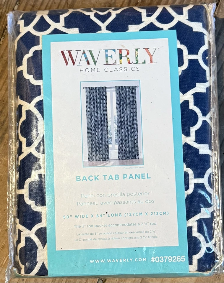 Panel de lengüeta trasera Waverly Home 50" W x 84" L celosía azul índigo NUEVO Foto 2 de 3