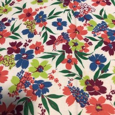 Vintage Feedsack Floral Print Colorful 50  s Hues Cottage Charm Style Quilt Craft