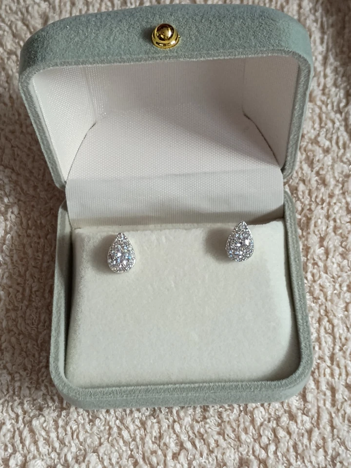 Pendientes platino Pt 950 con Moissanita 0.5 kilates con certificado GRA oficial - Imagen 3 de 4