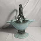 Vintage Hull Art Pottery Woodland basket in the turquoise color. 1950's