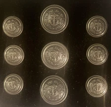 Waterbury Blazer Button Set Of 9 Boat Anchor Nautical Pewter For 2 Or 3 Btn Coat