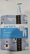 NWT Carters Snowman Holiday 2pc Thermal PJS Sz 3T 