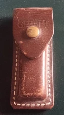 Vintage Gerber Dark Brown Leather Sheath (Only) For Folding Hunting Knife