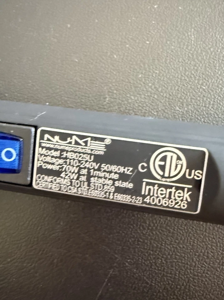 NuMe Professional Styling Curling Wand Black 25mm Tourmaline 42W HB025U 1.25” - Image 3 of 3