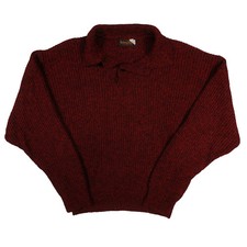 Maglione Vintage Botany 500 Acrilico Collo Cappuccio Uomo Piccolo Made USA Pescatore Rosso
