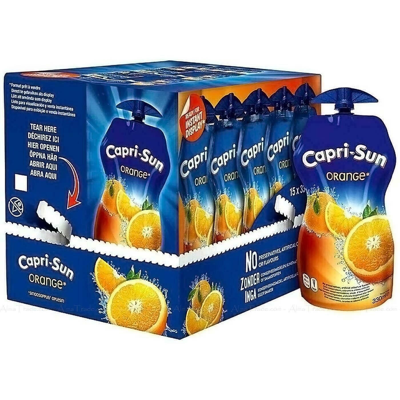 Capri-Sun Orange Juice Drink Sport Resealable Pouch Kid Party Box Pack 15x 330ml