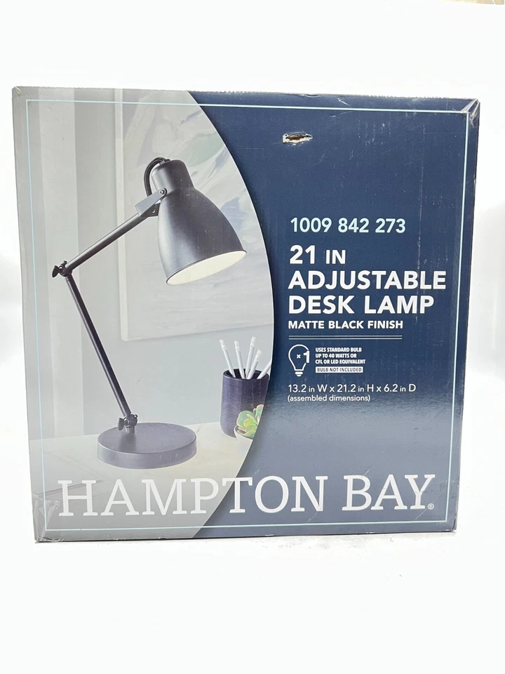 Lámpara de escritorio HAMPTON BAY RS2204161BK negra arquitecto 24 pulgadas Foto 2 de 4