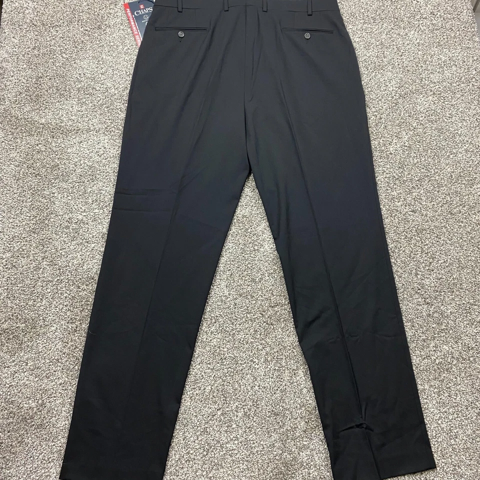 Chaps Pantalones de vestir para hombre 38X34 negro lana lengüeta extendida pierna recta oficina b Foto 2 de 4