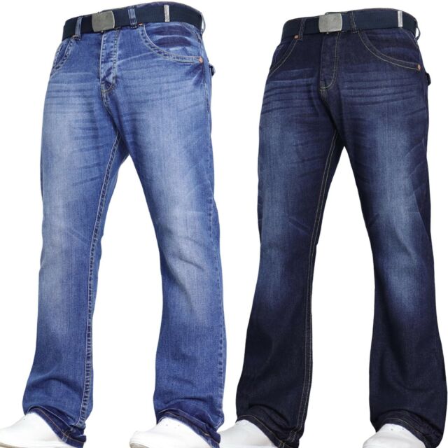 Herren Bootcut Schlagjeans Stretch Weites Bein Hose Design Alle Grossen Von Denim Ebay