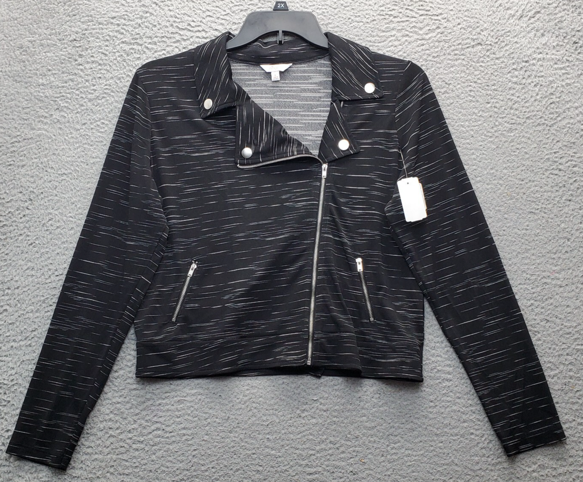 Candie's Moto Jacket Women Large Multi Space Dye Studded Collar